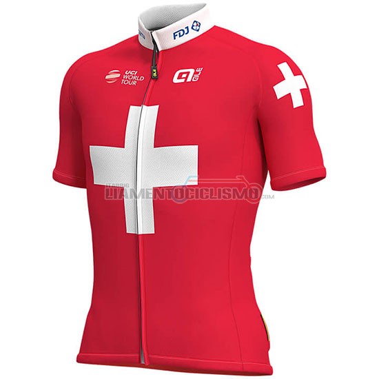 Abbigliamento Ciclismo Groupama FDJ Manica Corta 2019 Campione Svizzera